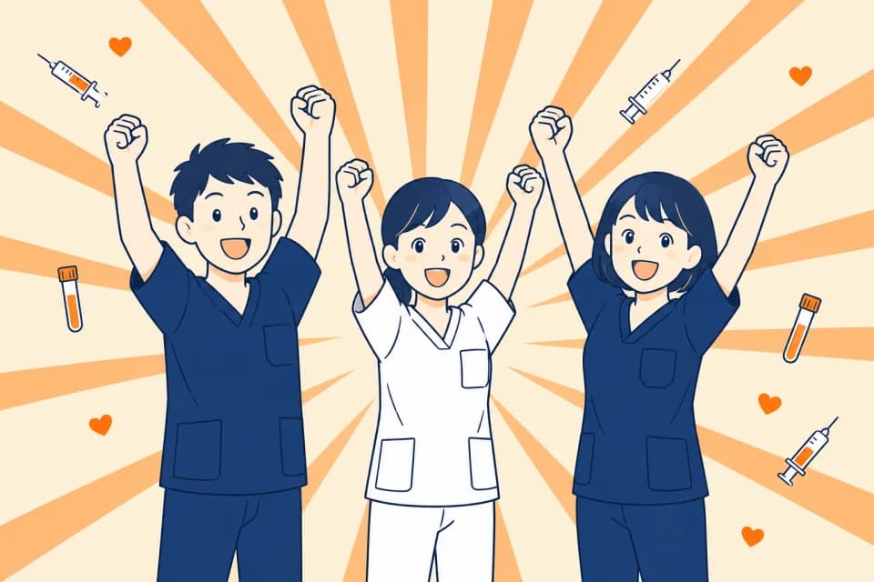 自信を持てるようになった看護師たちのイラスト